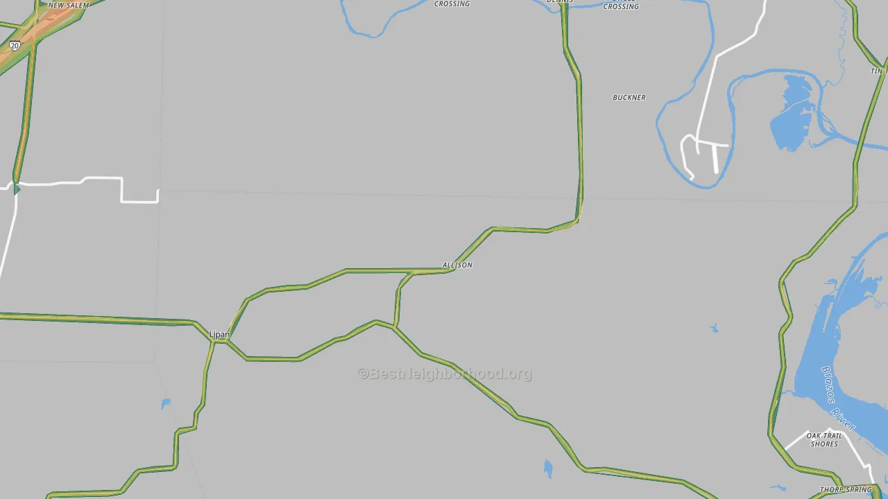 Lipan, TX Map of Noise Levels in Lipan