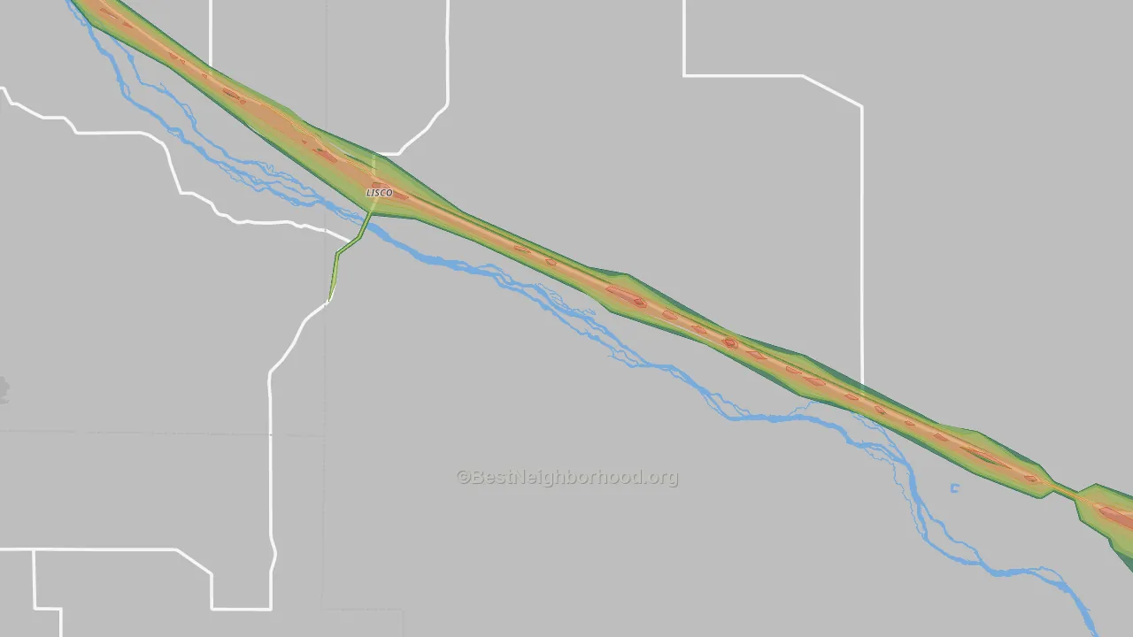 Lisco, NE Map of Noise Levels in Lisco