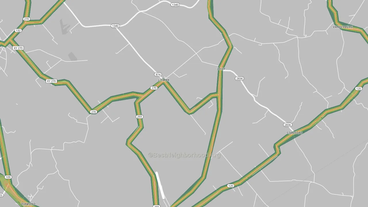Lisman, KY Map of Noise Levels in Lisman