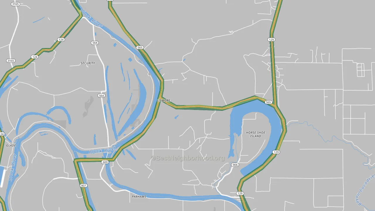 Lismore, LA Map of Noise Levels in Lismore