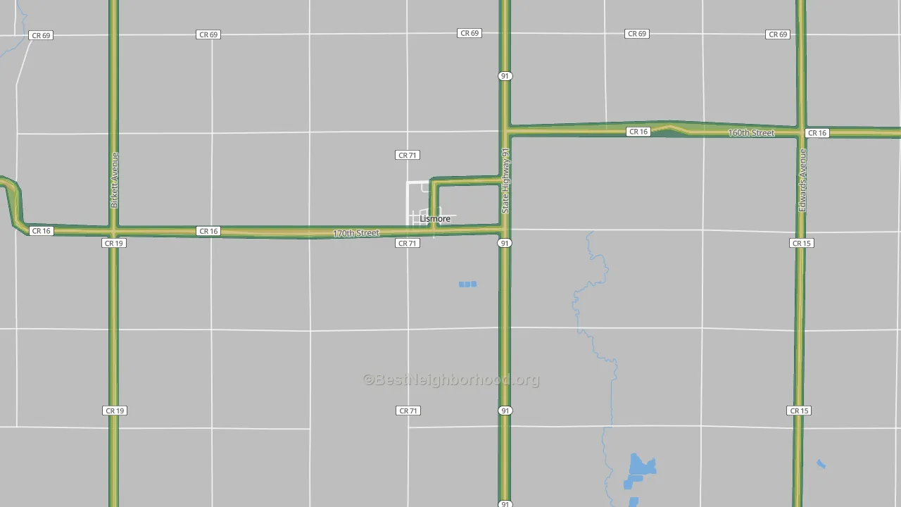Lismore, MN Map of Noise Levels in Lismore
