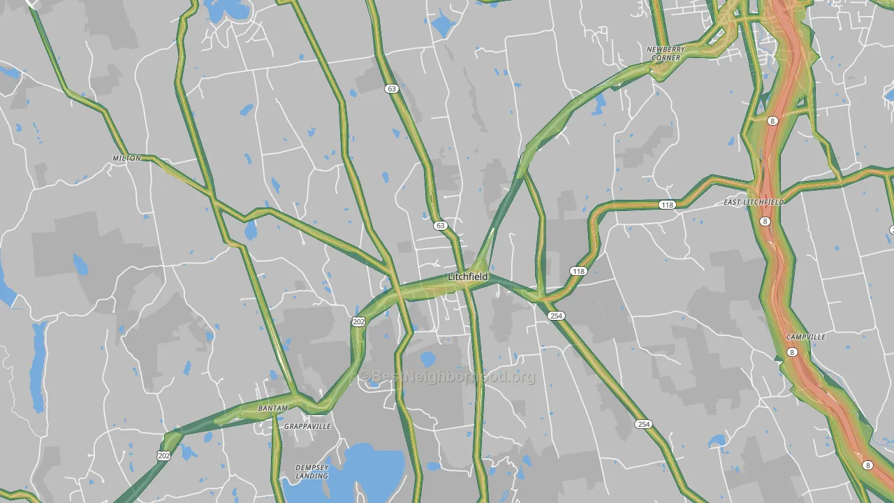 Litchfield, CT Map of Noise Levels in Litchfield
