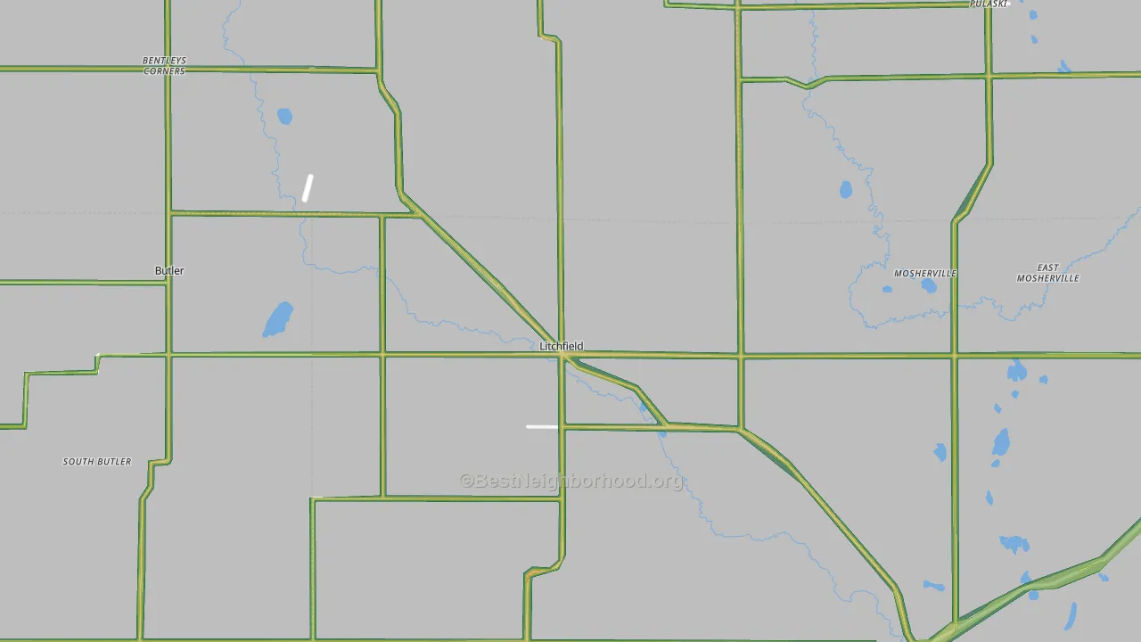 Litchfield, MI Map of Noise Levels in Litchfield
