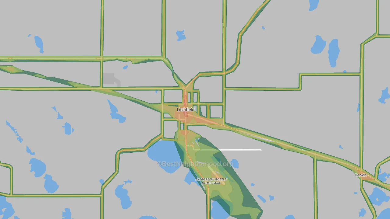 Litchfield, MN Map of Noise Levels in Litchfield
