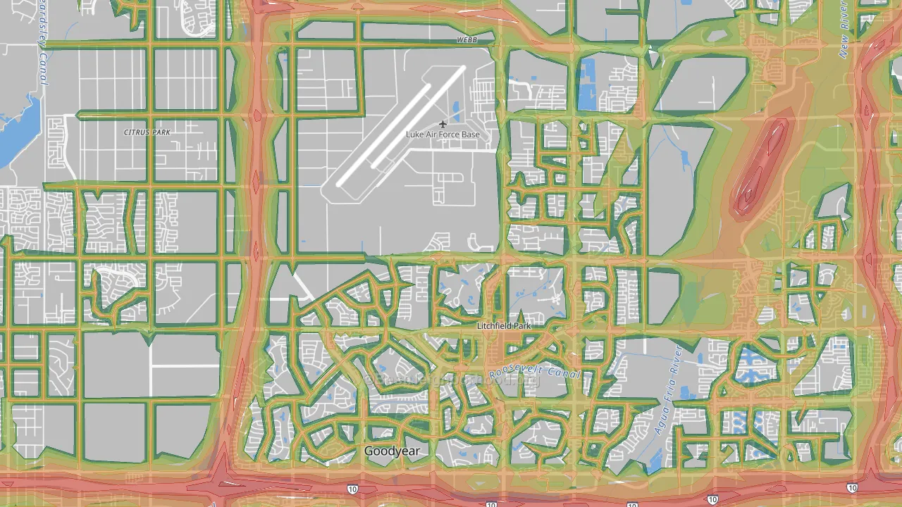 Litchfield Park, AZ Map of Noise Levels in Litchfield Park