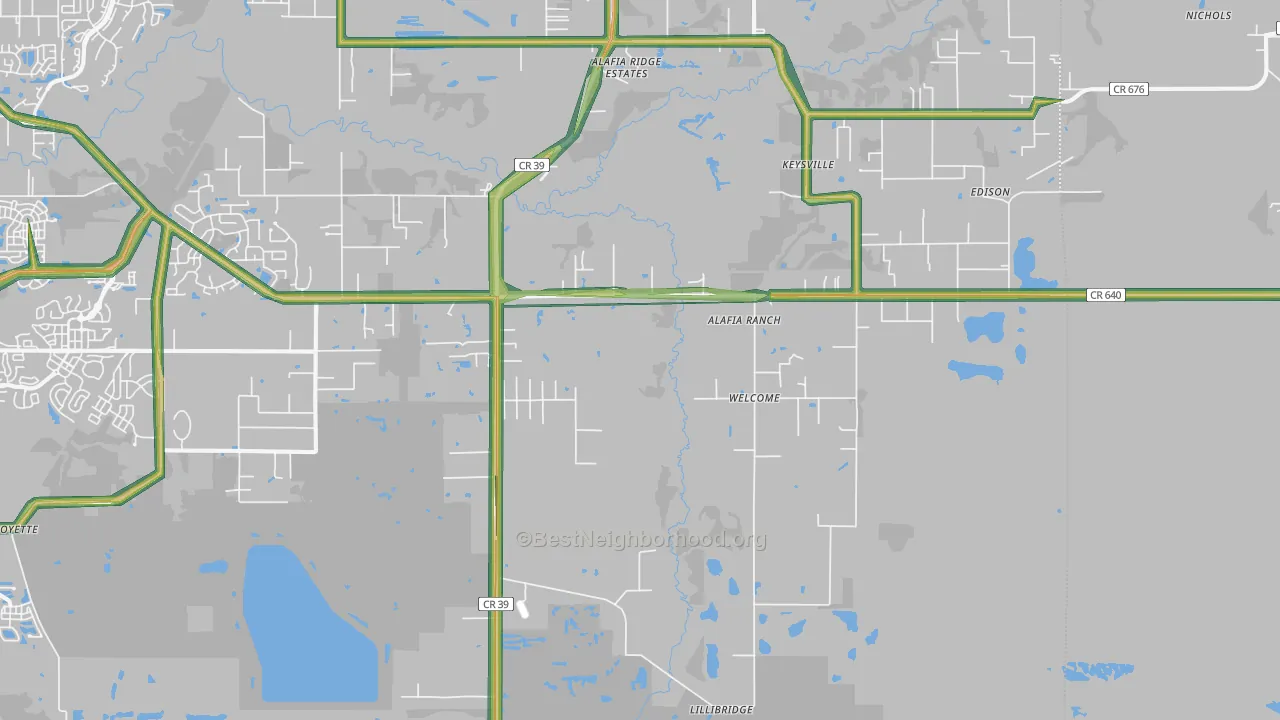 Lithia, FL Map of Noise Levels in Lithia