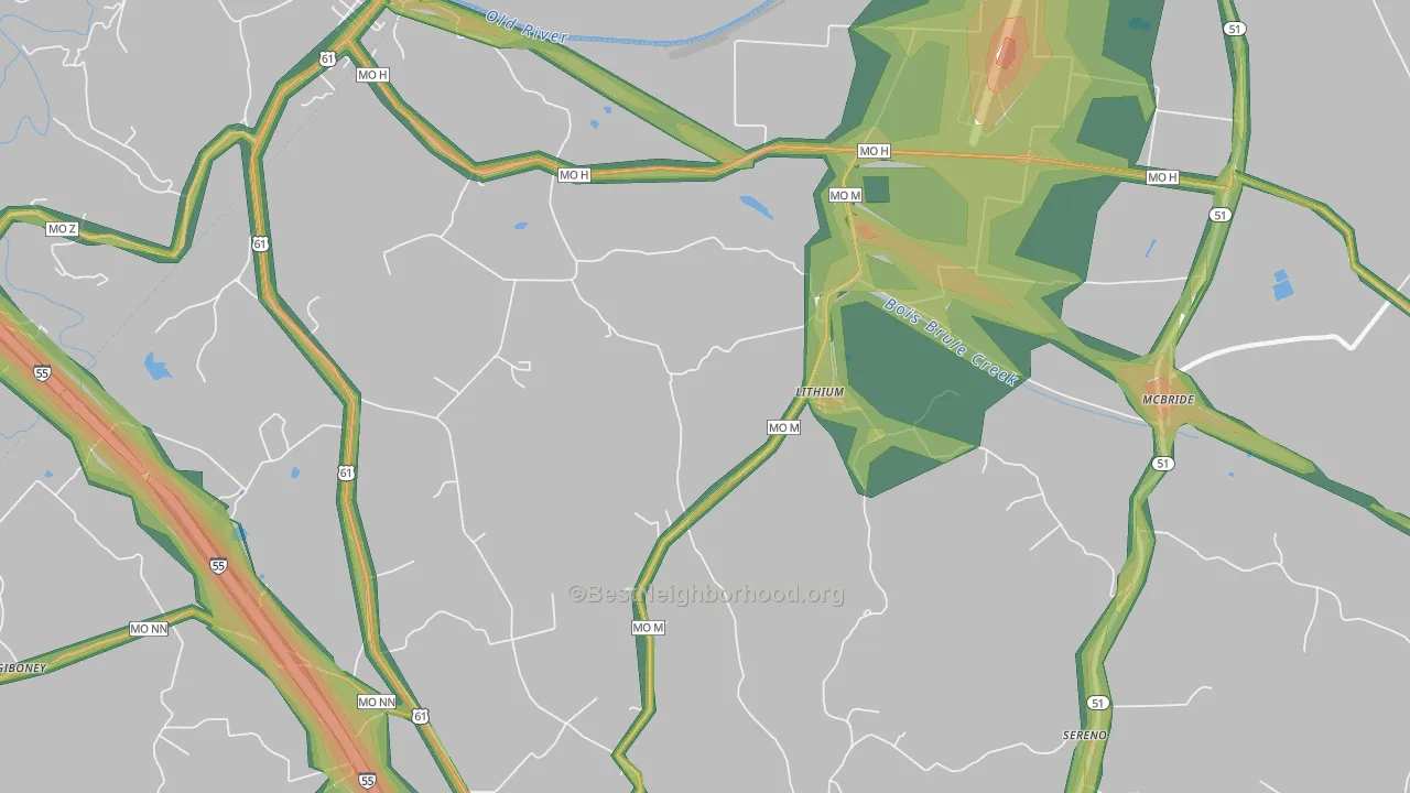 Lithium, MO Map of Noise Levels in Lithium
