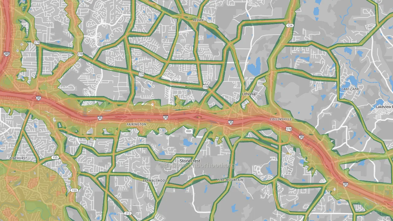 Lithonia, GA Map of Noise Levels in Lithonia