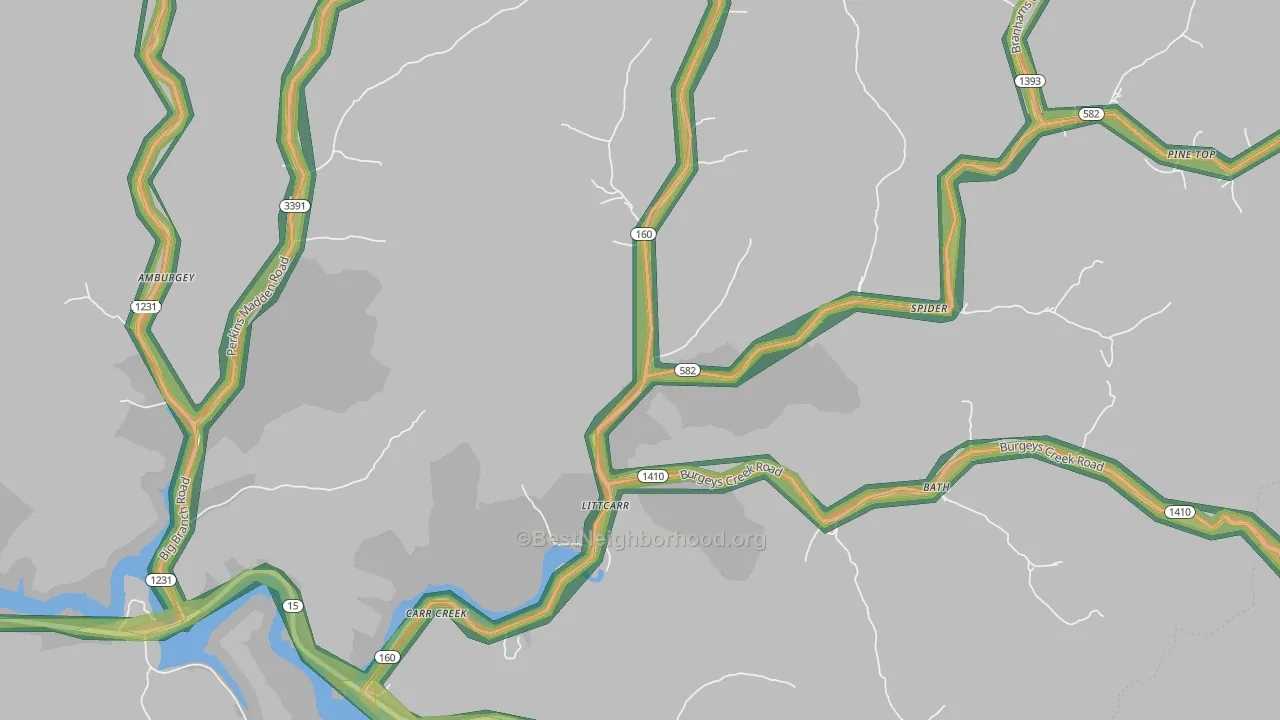 Littcarr, KY Map of Noise Levels in Littcarr
