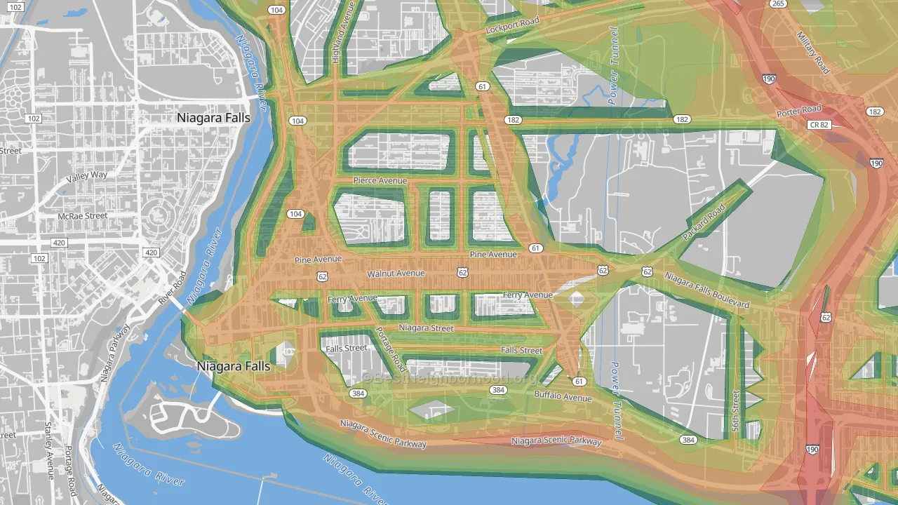 Litte Italy, Niagara Falls, NY Map of Noise Levels in Litte Italy