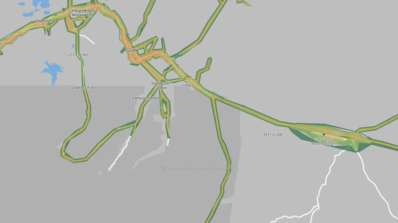Little Acres, AZ Map of Noise Levels in Little Acres