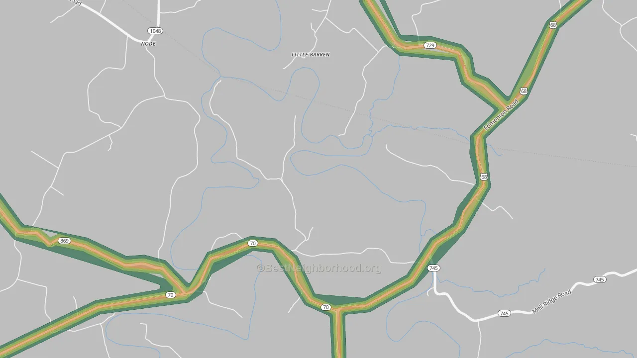 Little Barren, KY Map of Noise Levels in Little Barren