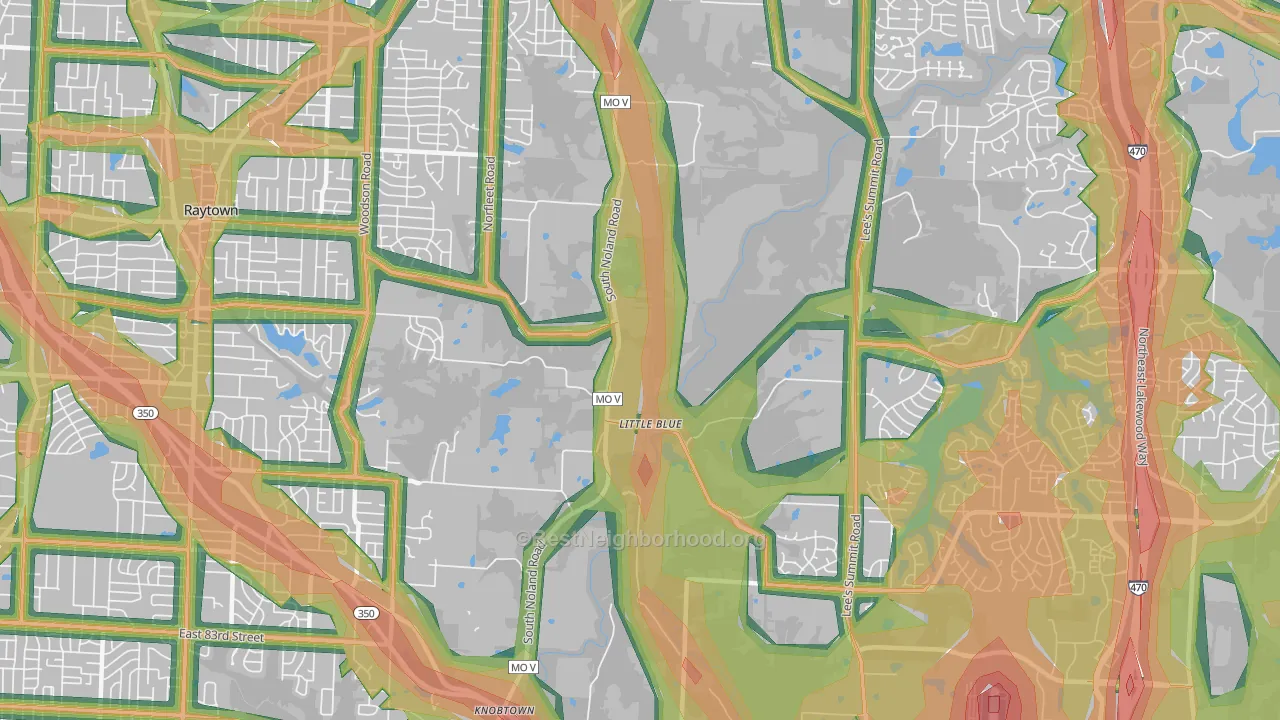 Little Blue Valley, Kansas City, MO Map of Noise Levels in Little Blue Valley