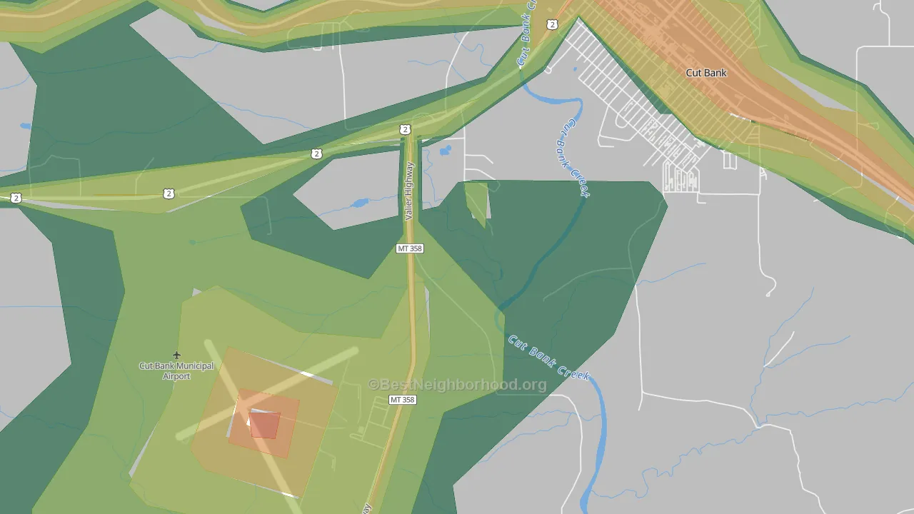 Little Browning, MT Map of Noise Levels in Little Browning
