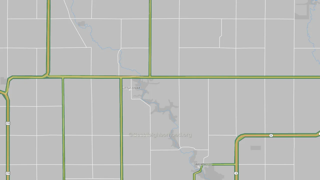 Little Cedar, IA Map of Noise Levels in Little Cedar