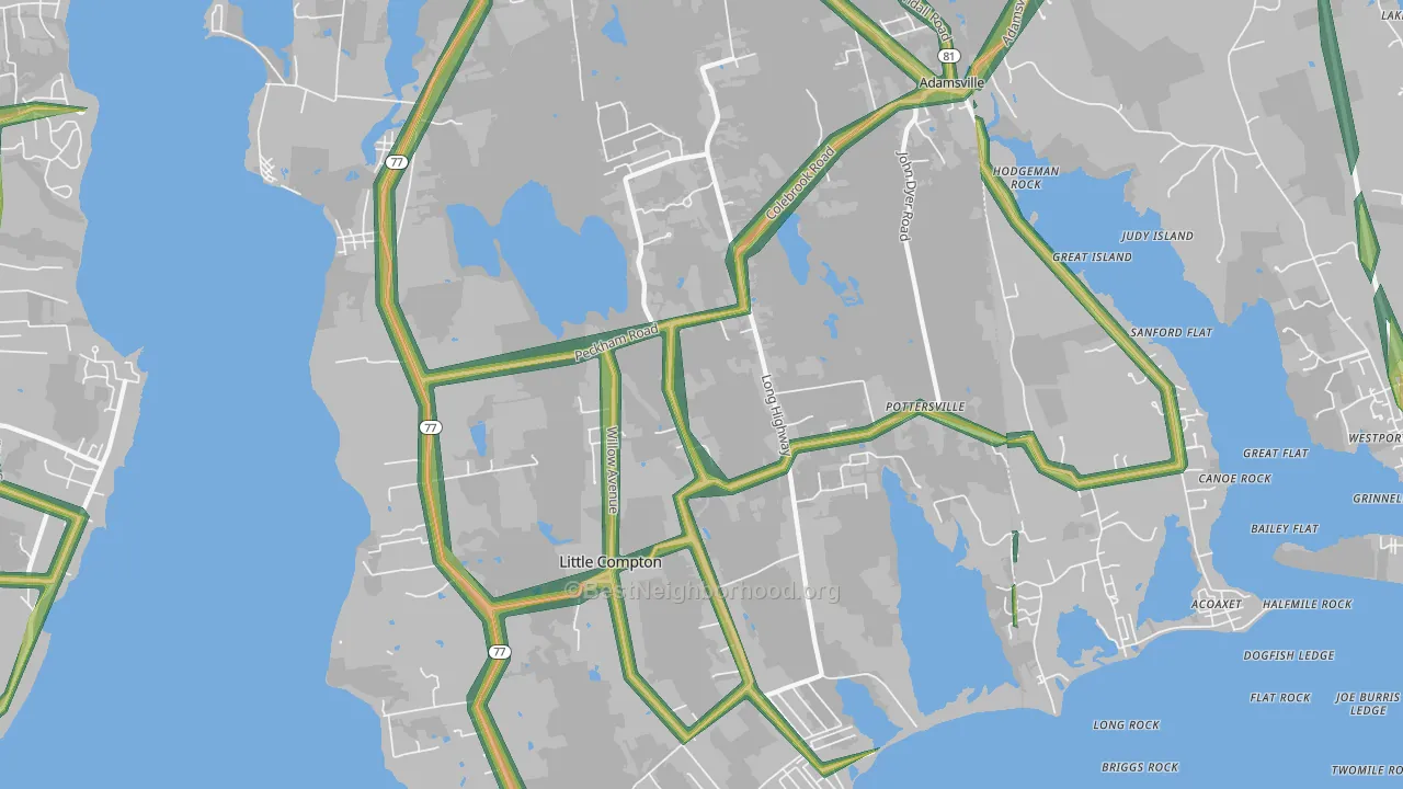 Little Compton, RI Map of Noise Levels in Little Compton