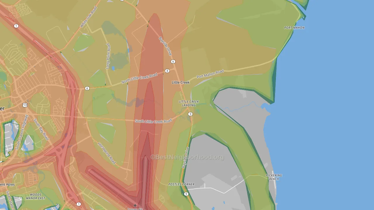 Little Creek, DE Map of Noise Levels in Little Creek