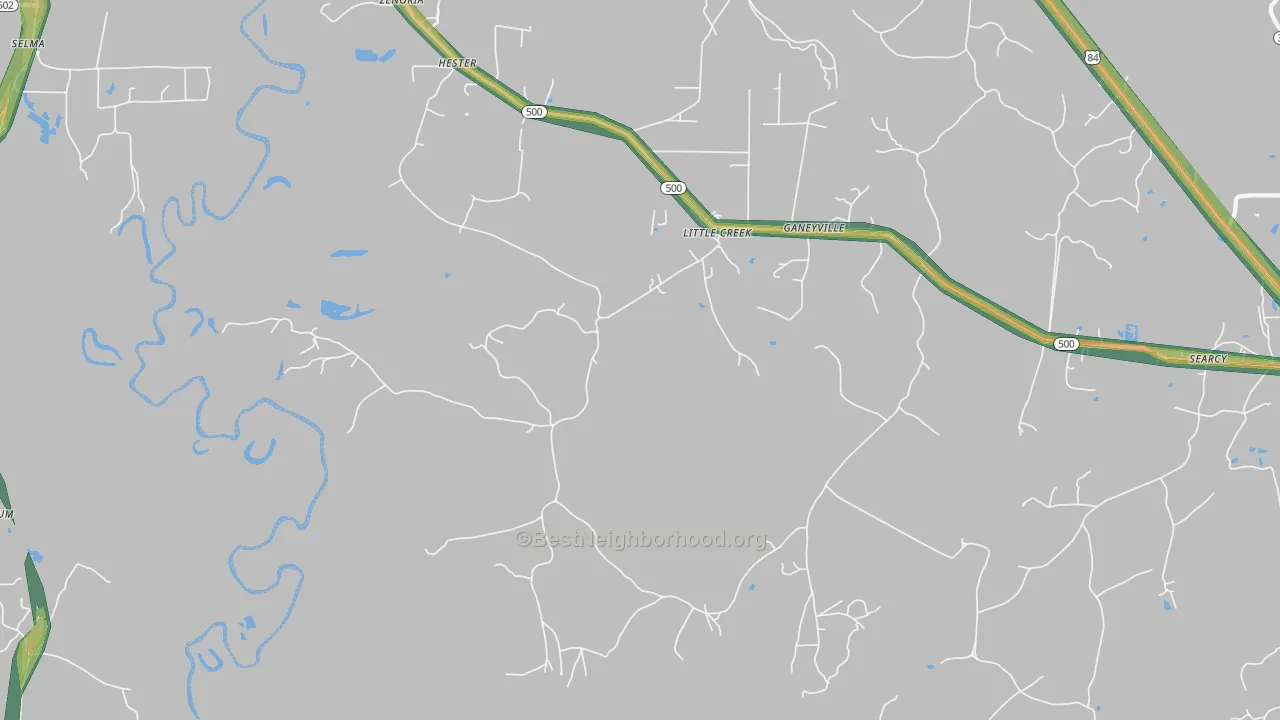 Little Creek, LA Map of Noise Levels in Little Creek