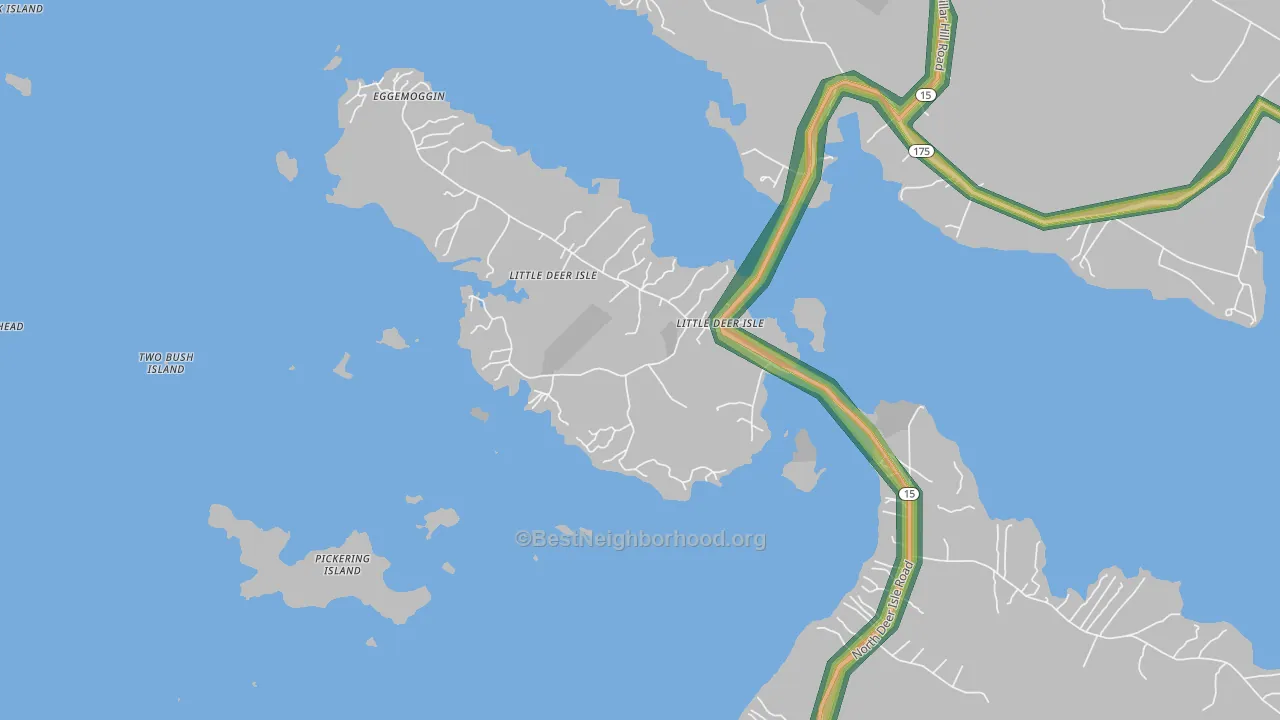 Little Deer Isle, ME Map of Noise Levels in Little Deer Isle