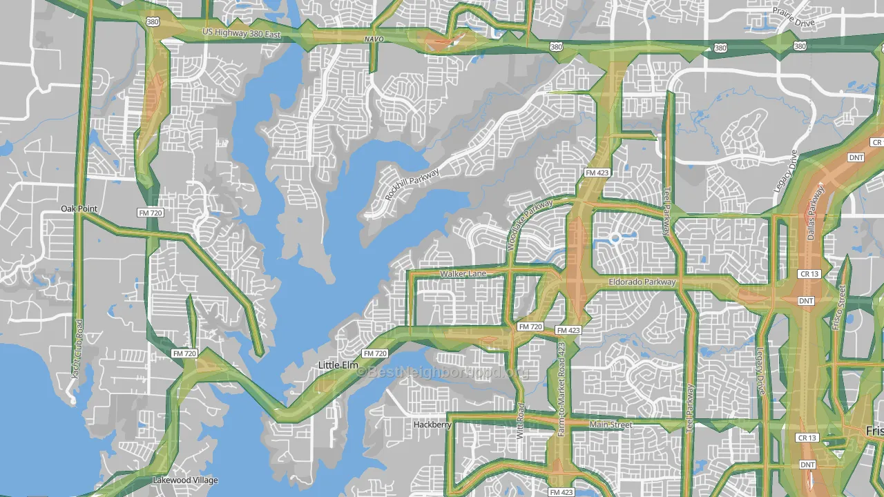 Little Elm, TX Map of Noise Levels in Little Elm