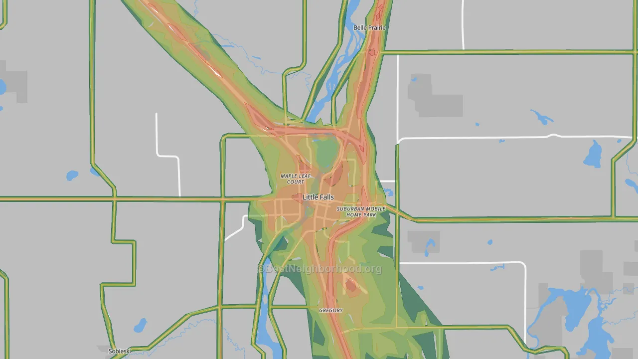 Little Falls, MN Map of Noise Levels in Little Falls