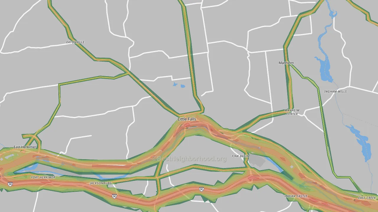 Little Falls, NY Map of Noise Levels in Little Falls