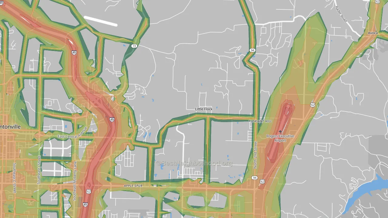 Little Flock, AR Map of Noise Levels in Little Flock