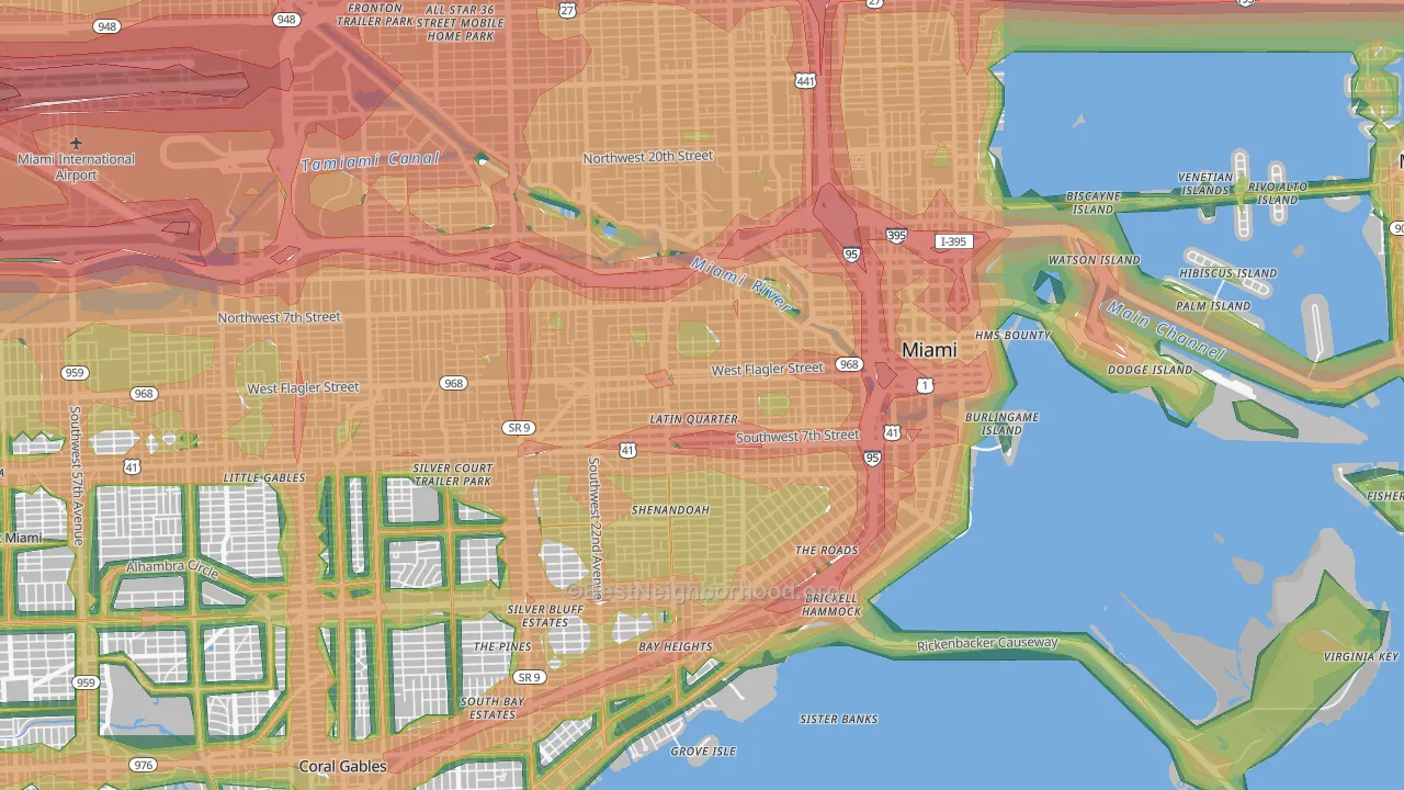 Little Havana, Miami, FL Map of Noise Levels in Little Havana