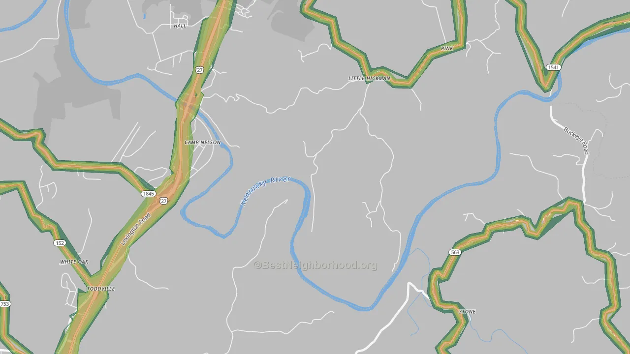 Little Hickman, KY Map of Noise Levels in Little Hickman