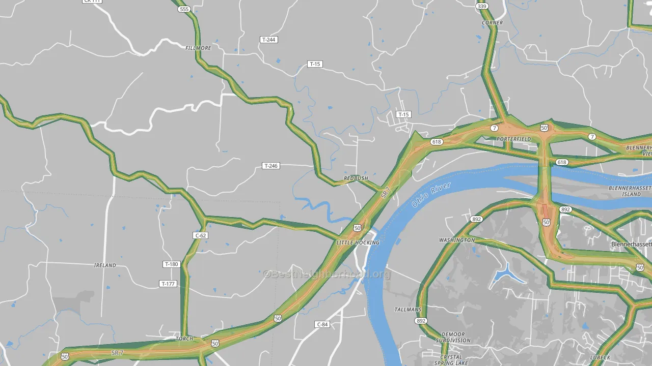 Little Hocking, OH Map of Noise Levels in Little Hocking