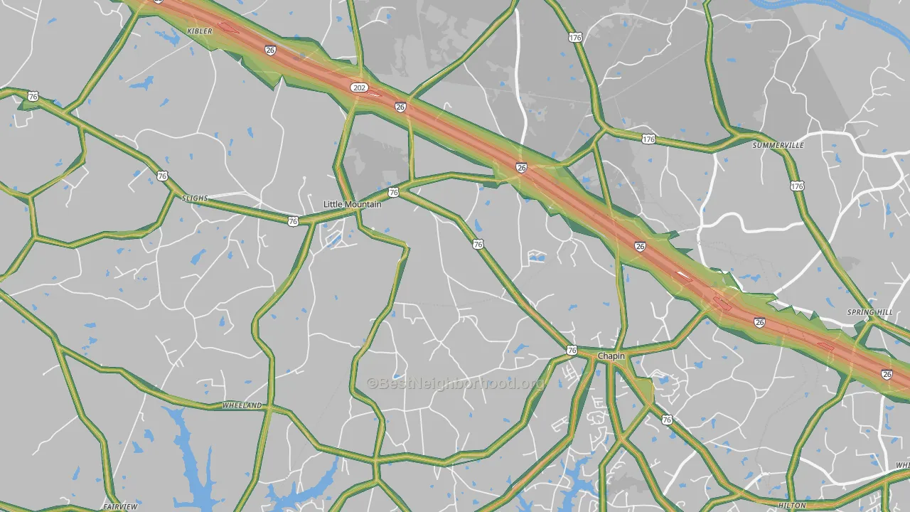 Little Mountain, SC Map of Noise Levels in Little Mountain