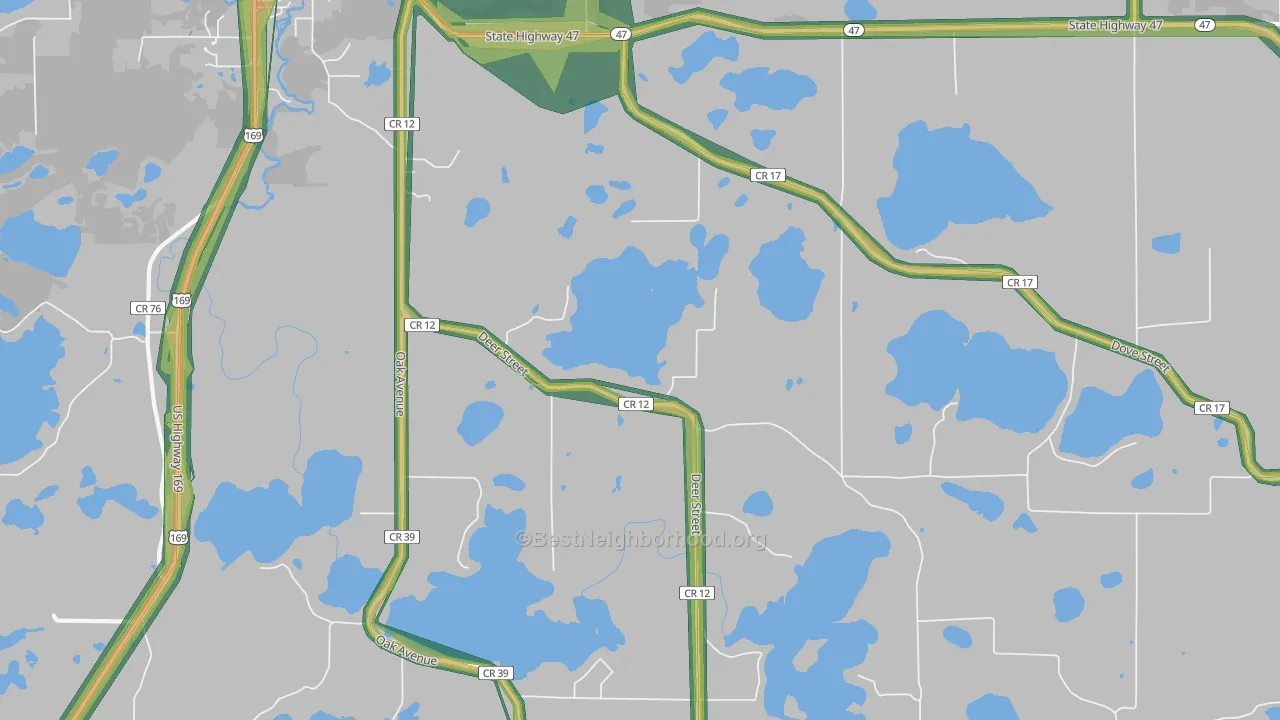 Little Pine, MN Map of Noise Levels in Little Pine