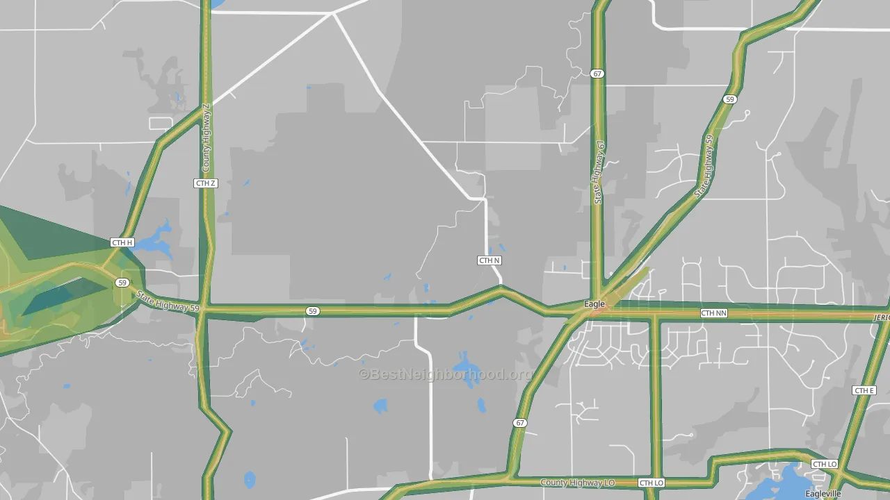 Little Prairie, WI Map of Noise Levels in Little Prairie