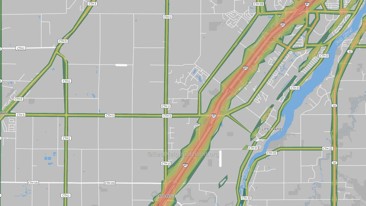 Little Rapids, WI Map of Noise Levels in Little Rapids