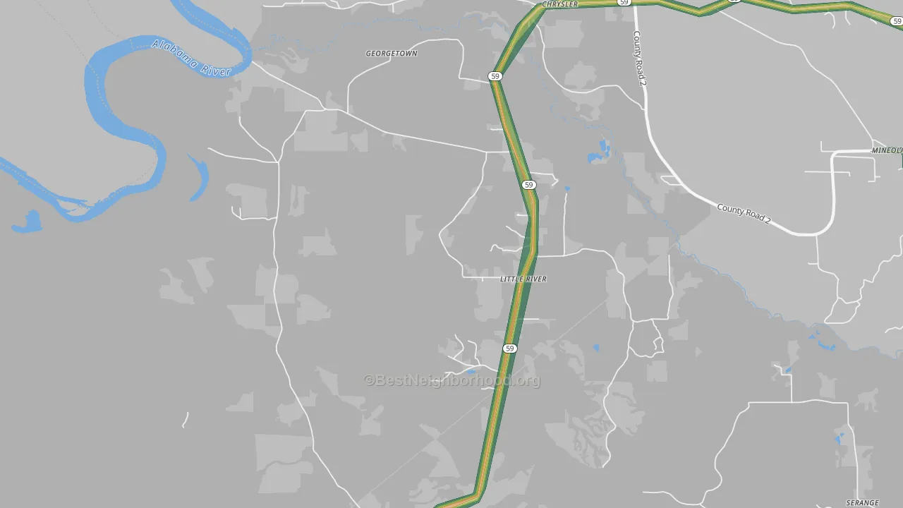 Little River, AL Map of Noise Levels in Little River