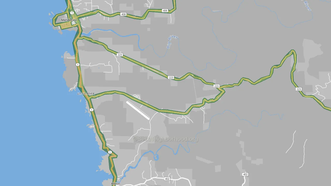 Little River, CA Map of Noise Levels in Little River