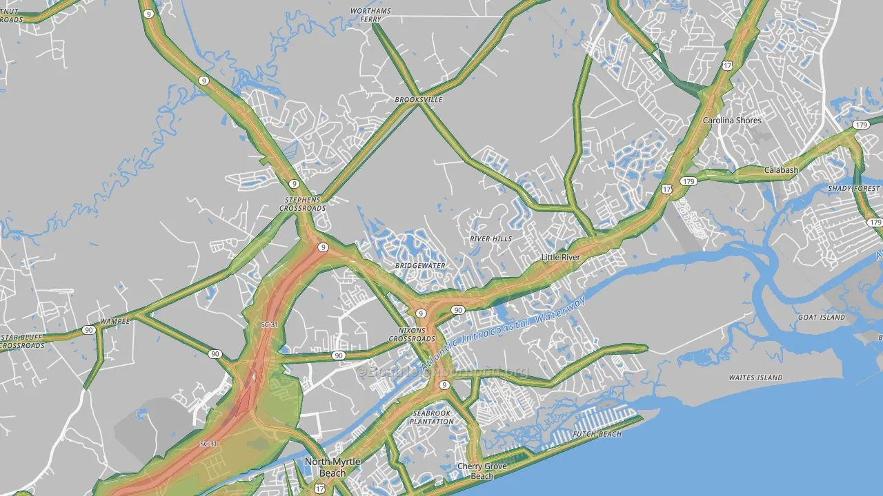 Little River, SC Map of Noise Levels in Little River