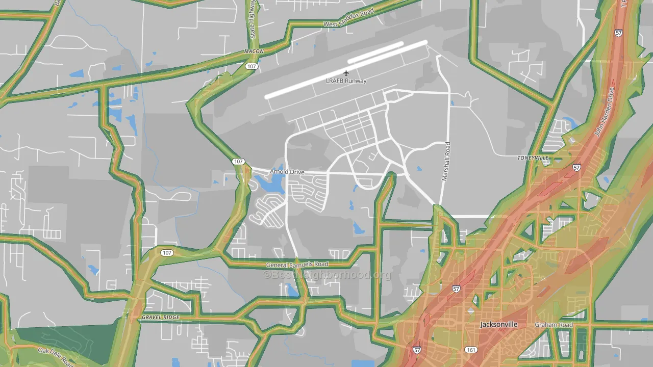 Little Rock Air Force Base, AR Map of Noise Levels in Little Rock Air Force Base