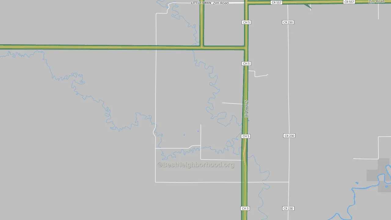 Little Swan, MN Map of Noise Levels in Little Swan