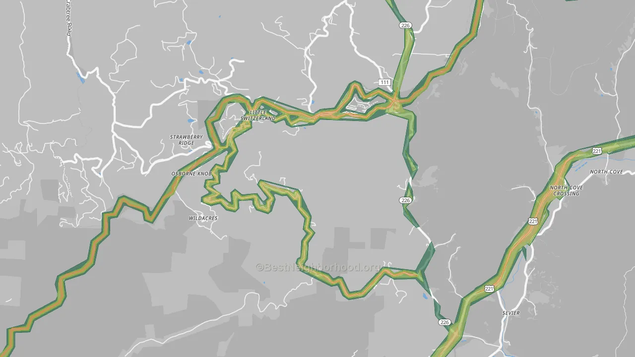 Little Switzerland, NC Map of Noise Levels in Little Switzerland