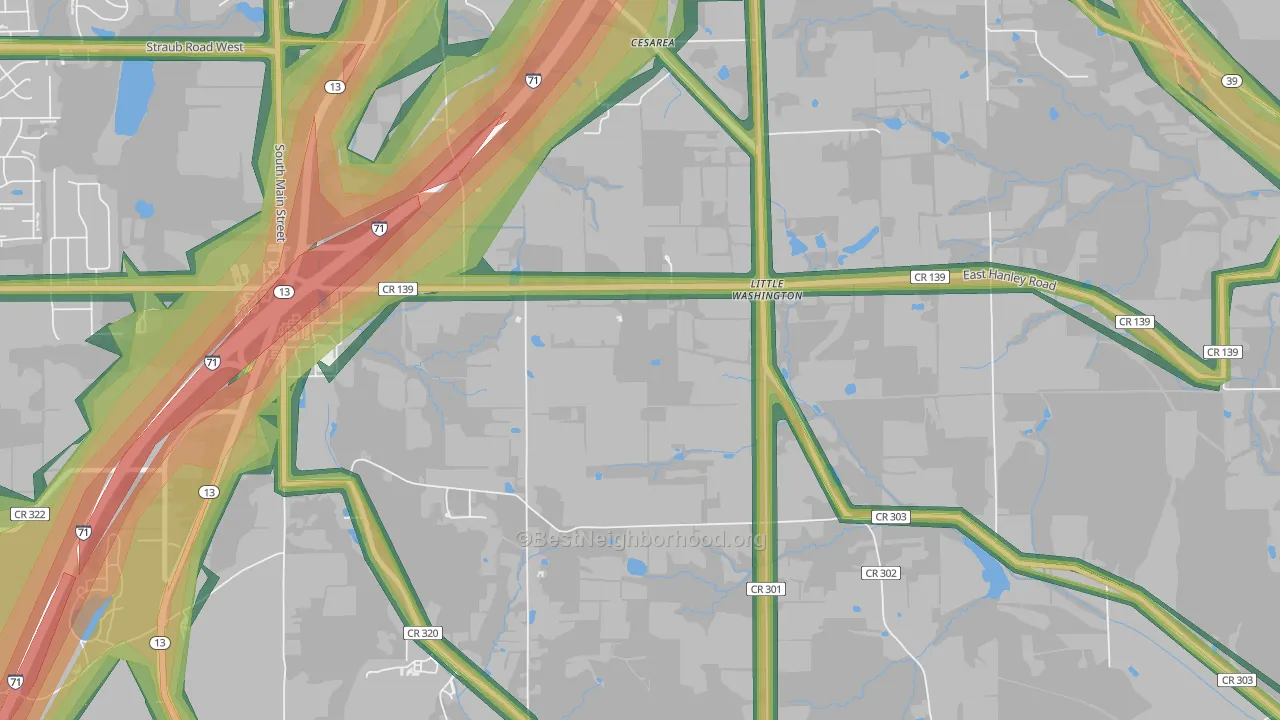 Little Washington, OH Map of Noise Levels in Little Washington