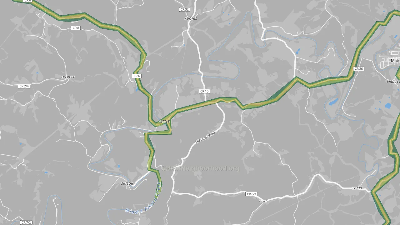 Little, WV Map of Noise Levels in Little