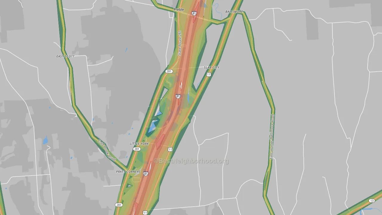 Little York, NY Map of Noise Levels in Little York