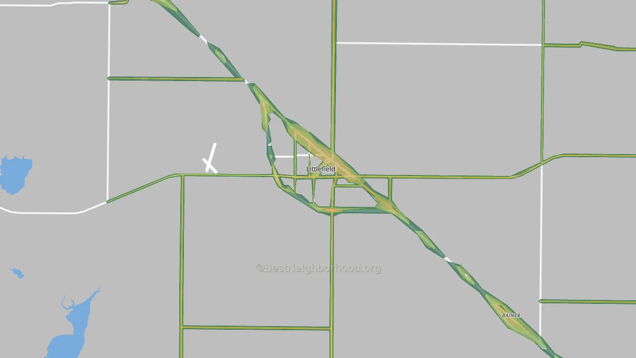 Littlefield, TX Map of Noise Levels in Littlefield