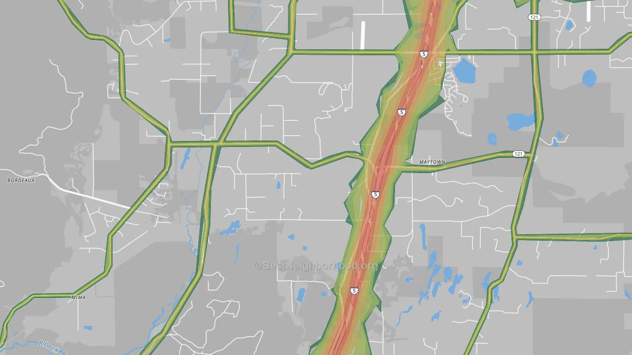 Littlerock, WA Map of Noise Levels in Littlerock