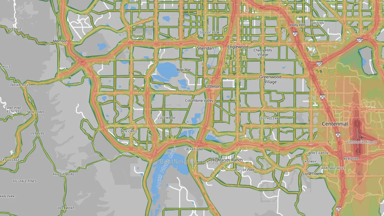 Littleton, CO Map of Noise Levels in Littleton