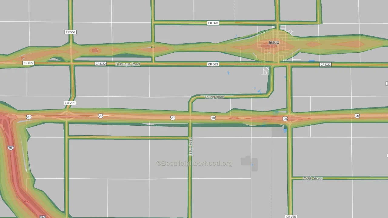 Littleton, IA Map of Noise Levels in Littleton