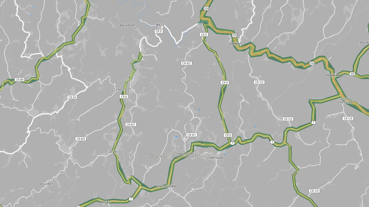 Littleton, WV Map of Noise Levels in Littleton