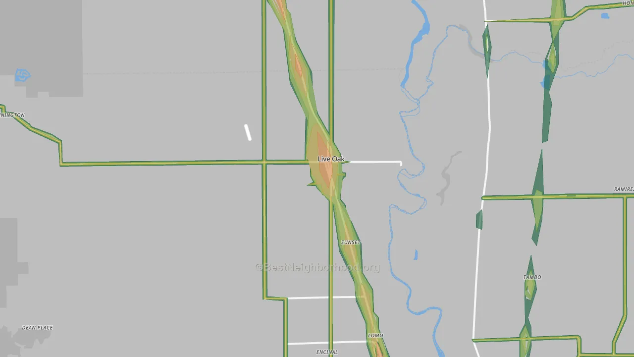Live Oak, CA Map of Noise Levels in Live Oak