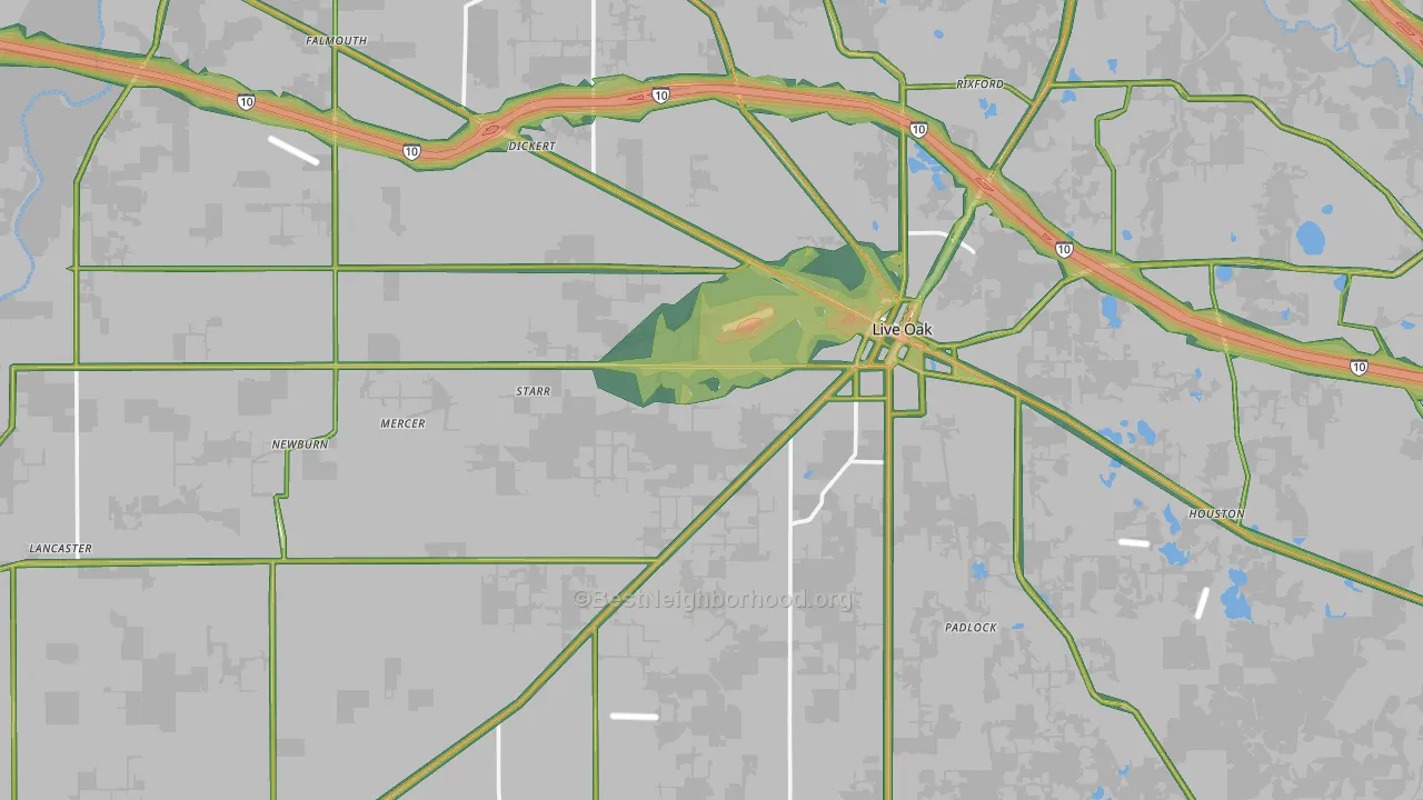 Live Oak, FL Map of Noise Levels in Live Oak